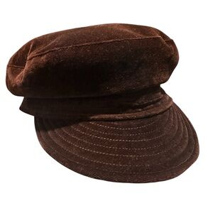 Princess Foufou New York Dark Brown Velvet Newsboy Cap